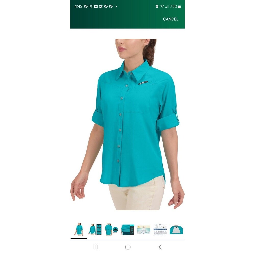 NEW Little Donkey Andy Women's Quick Dry UPF50+ Long Sleeve Bluebird SMALL B2